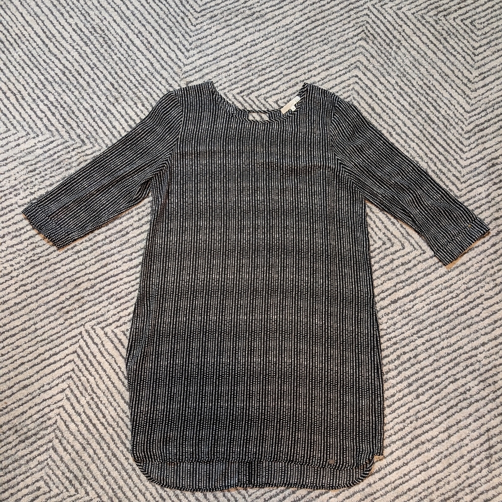 Monk And Lou Black and White Striped Shirt Dress